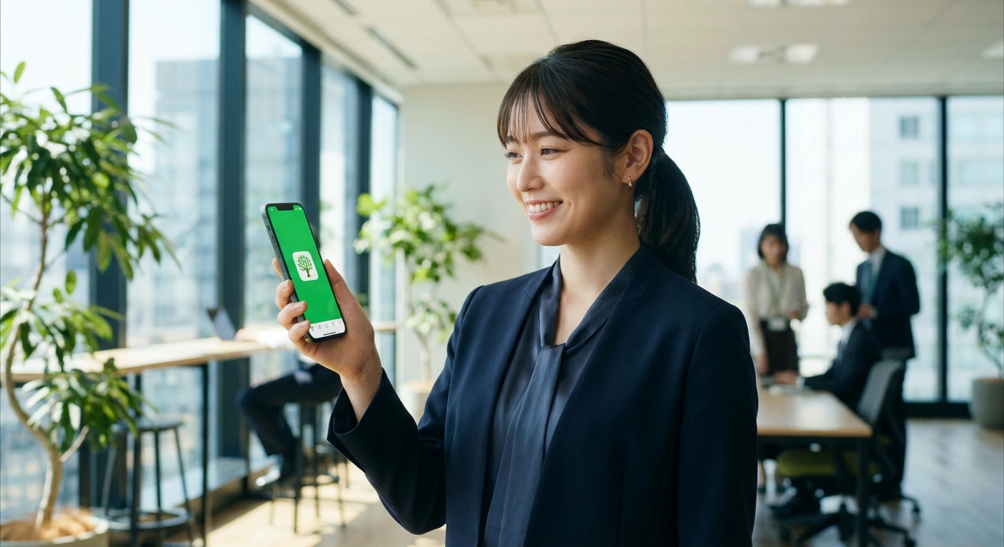 スマホでLINEを操作するイメージ